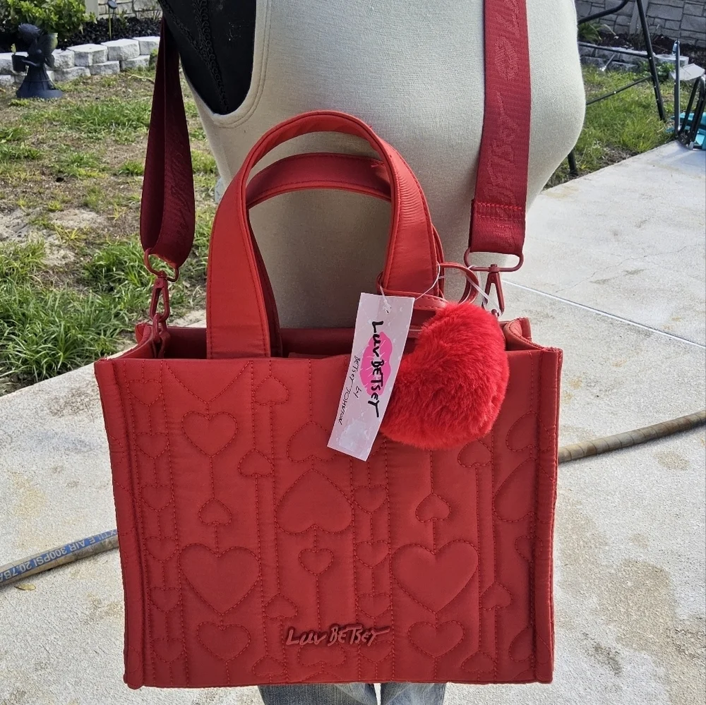 Betsey Johnson Red Quilted Heart Tote